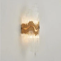 luxury design glass wall lamp gold wall sconce light dia25h60cm lustre bedroom lighting