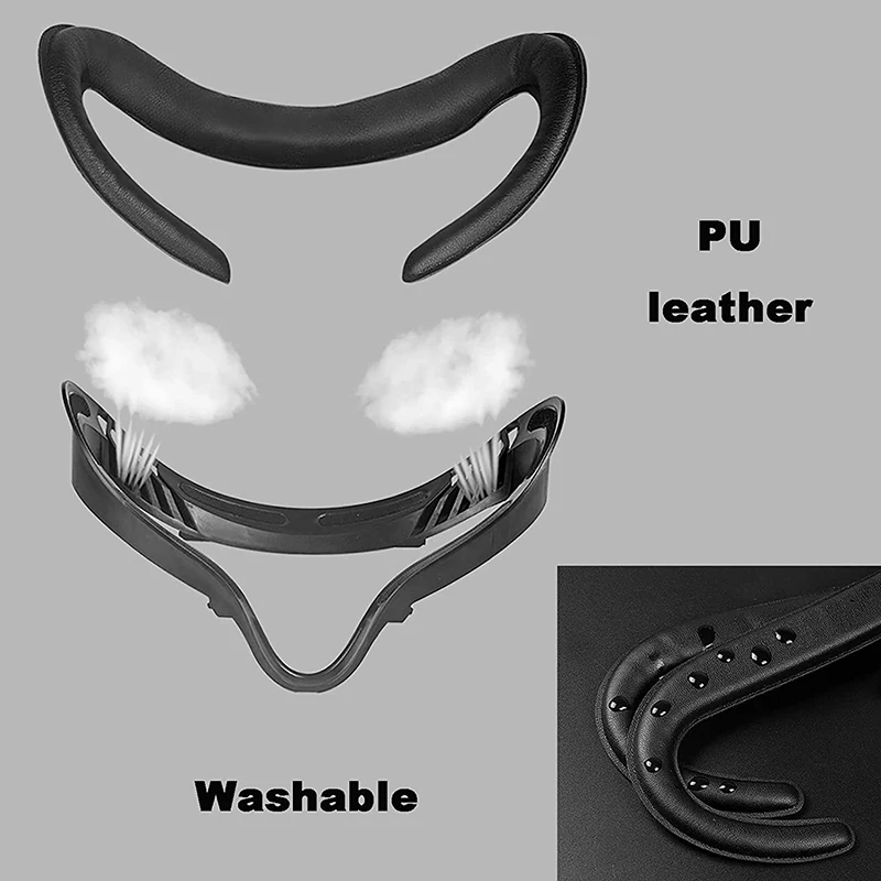 

Soft Vr Headset Accessories Set Fit for Quest 2, 1 Vr Facial Interface Bracket + Pu Leather Cover Pad