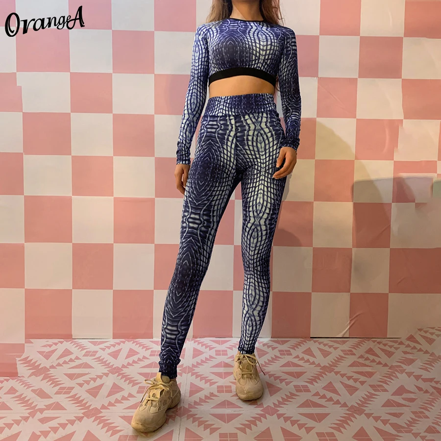 Женский спортивный костюм OrangeA из двух предметов короткий топ с длинным рукавом и