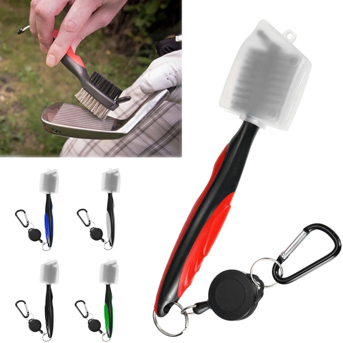

Golf Club Brush Golf Equipment Cleaning Brush With Case 2 Sided Golf Putter Wedge Ball Cleaner Golf Sport Cleaning Accessories