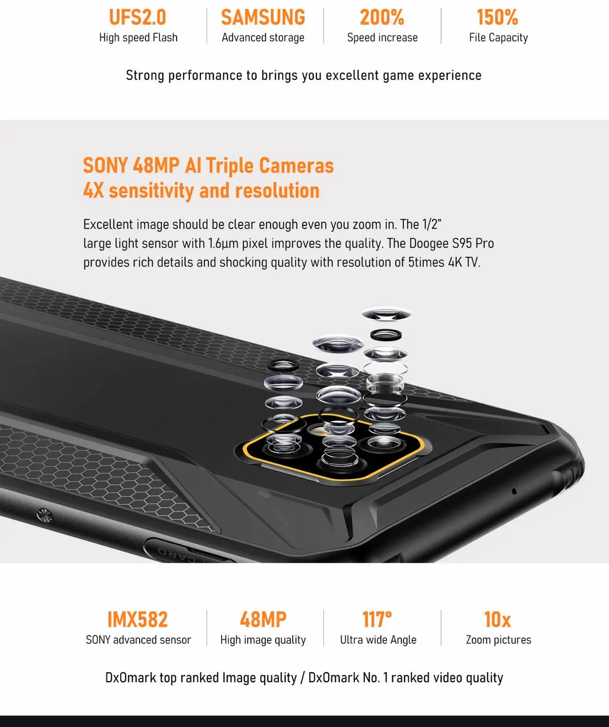Модульный усиленный телефон DOOGEE S95 Pro IP68/IP69K 6 3 дюйма Восьмиядерный Helio P90 8 Гб 128 ГБ
