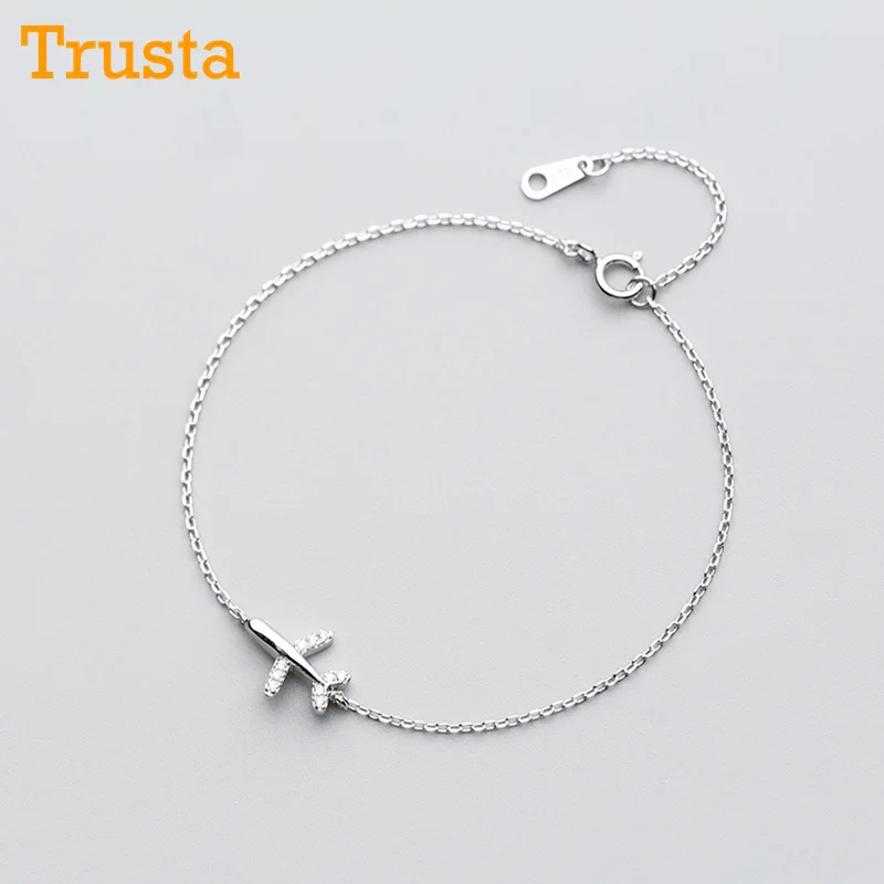 Trustdavis, Настоящее серебро 925 пробы, Модные женские ювелирные изделия, крест, браслет 15,5 см для женщин, девушек, леди, подарок DA97