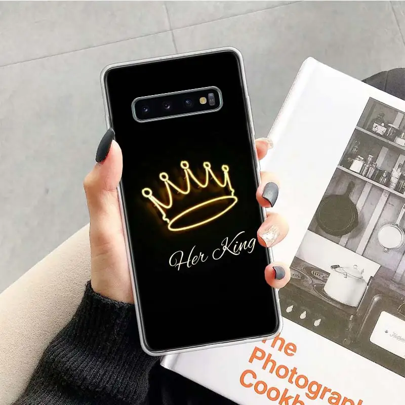 

King Queen Couple Lovers Case for Samsung Galaxy S20 Ultra Note 10 9 8 S10E S9 S8 J4 J6 J8 Plus + Pro S7 S6 Soft Phone Coque