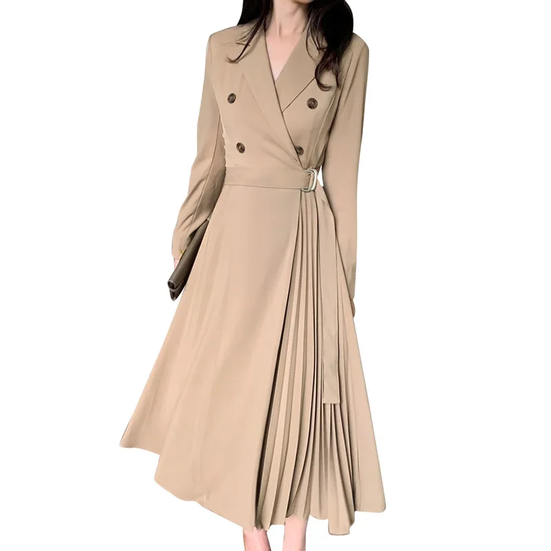 Женское платье с длинным рукавом вертикальное асимметричное плиссированное