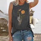 Винтажная Женская футболка без рукавов, забавная Футболка с принтом скелета, женские топы в стиле Харадзюку, женская футболка в эстетическом стиле, одежда