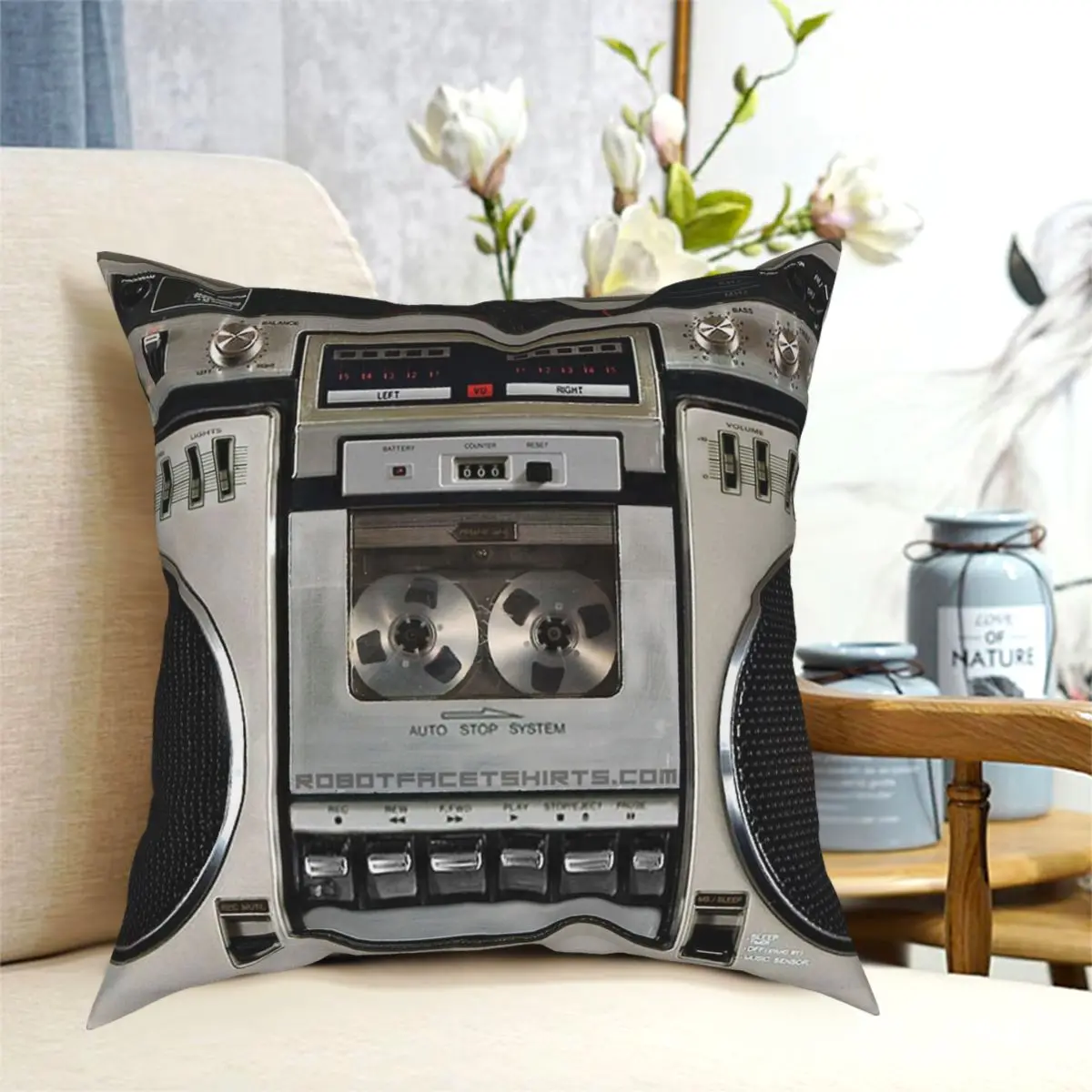 Винтажный бокс в стиле 80-х годов квадратная Подушка-чехол полиэстеровый