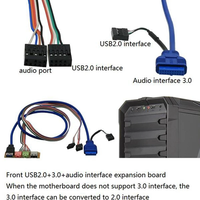 USB 2.0+ 3.0 Port Chassis PC Computer Case Audio Front Panel Replace Cable 70Cm 2 PACK | Компьютеры и офис