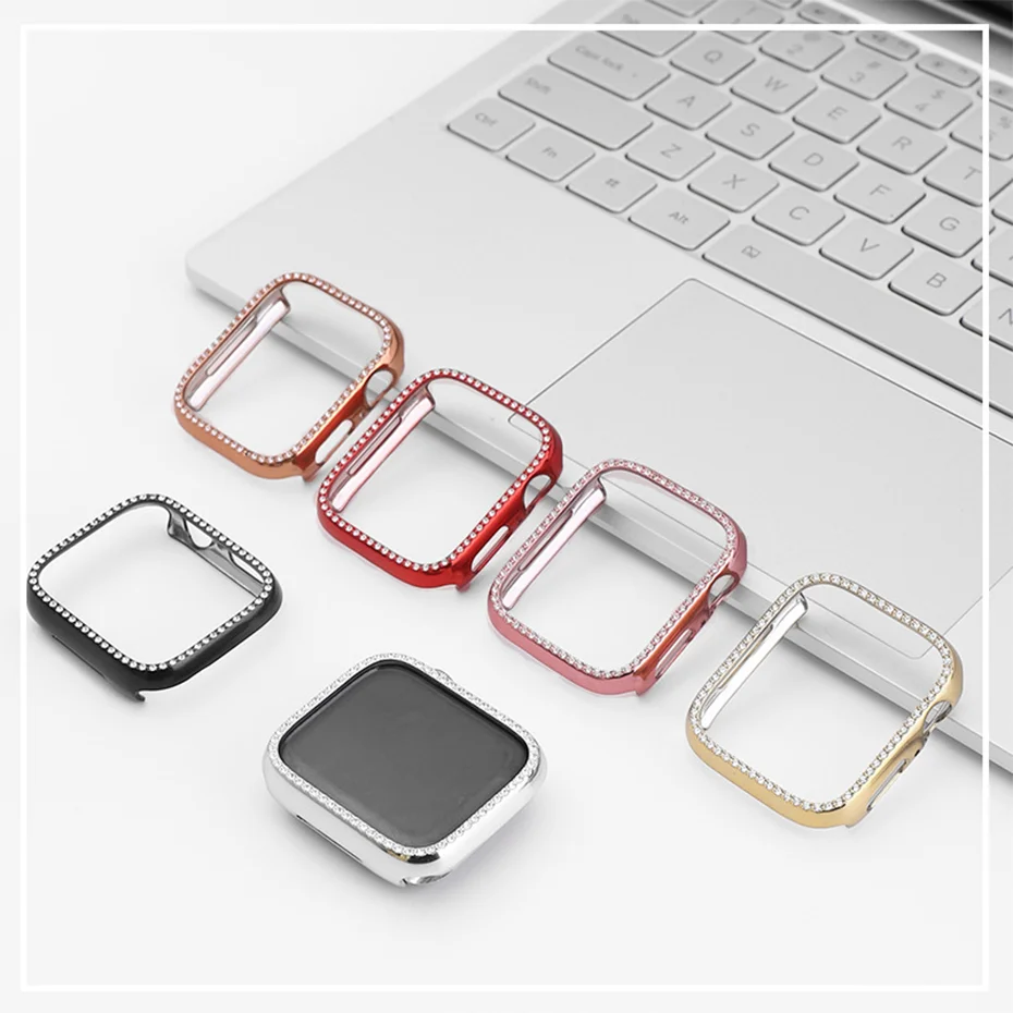 Diamond Bumper Protective Case for Apple Watch Cover Series 6 54321 SE 38MM 42MM For Iwatch 40mm 44mm Smart Bracelet Accessories