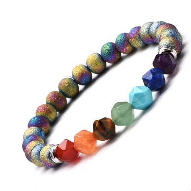 Натуральный камень огранки лица Энергии Кристалл Браслет Йога 7 Чакра улыбка