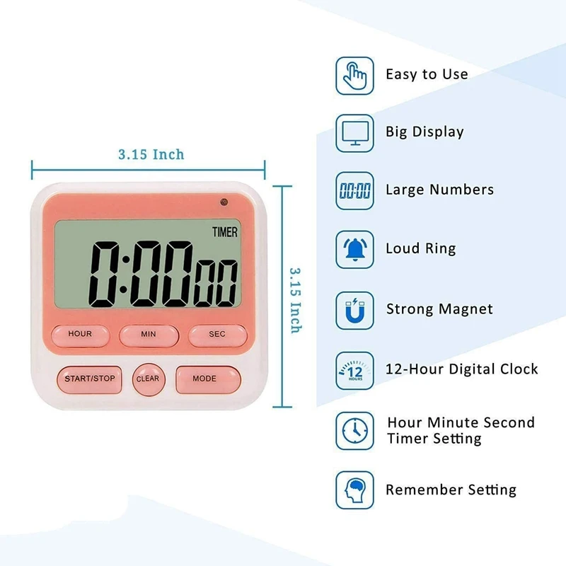 Цифровой Кухня таймер 12/24 часы с циферблатом бесшумный таймеры Пособия по