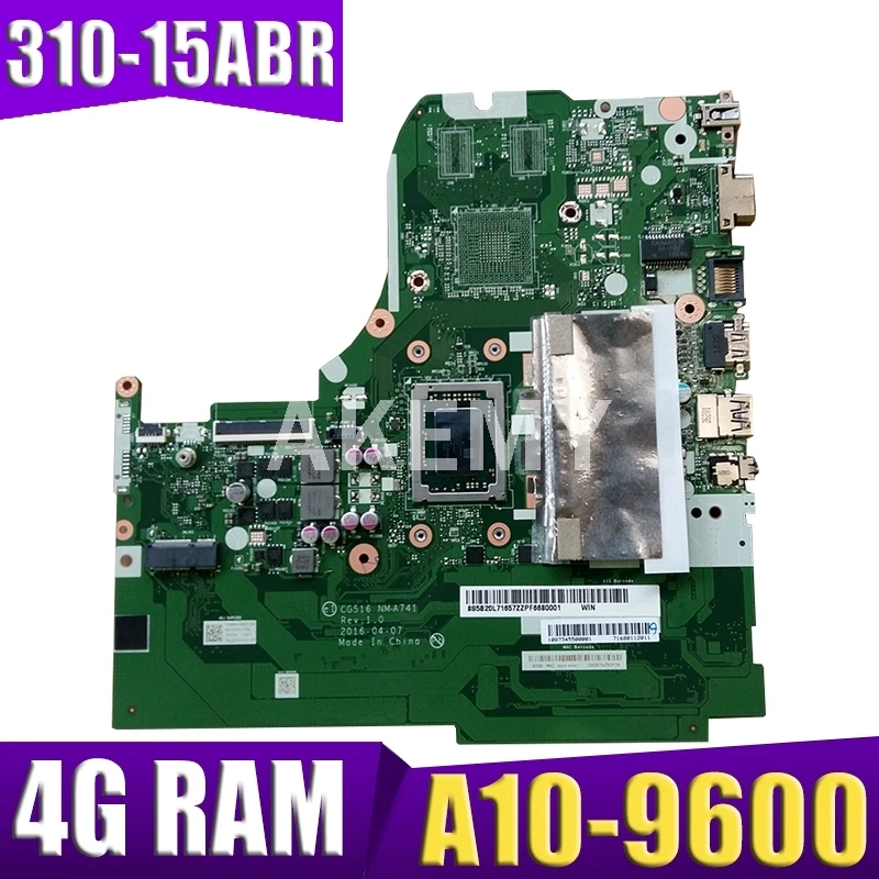 CG516 NM A741 NMA741 подходит для For Lenovo Ideapad 310 15ABR Материнская плата ноутбука 5B20L71657 CPU A10 9600