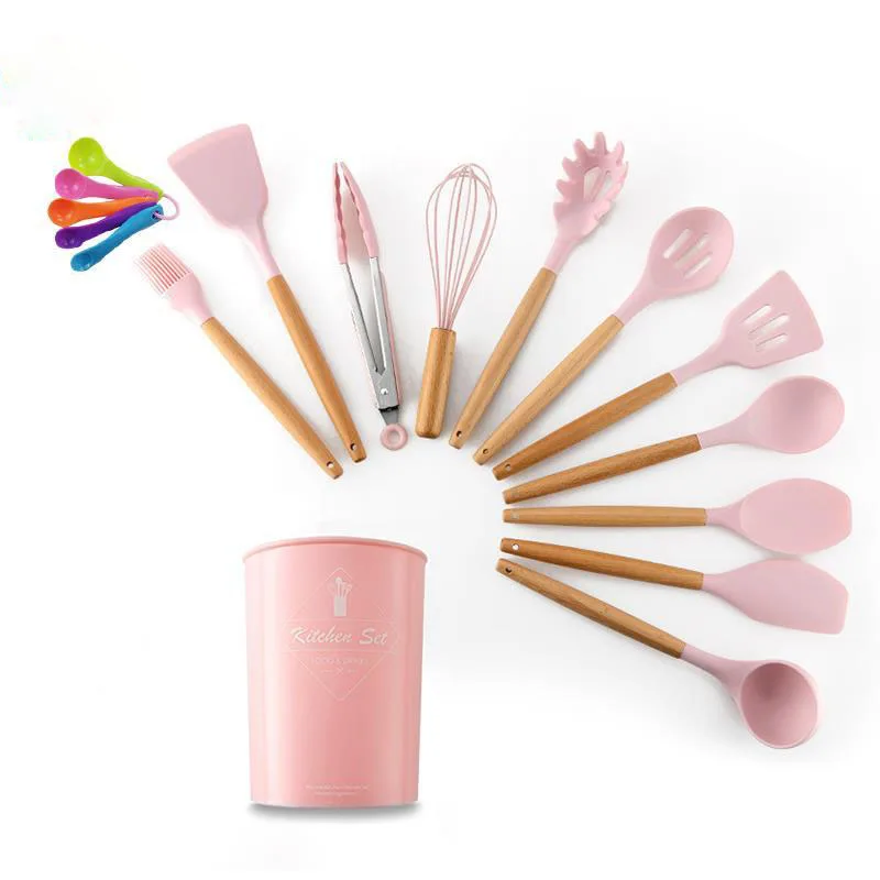 

Silicone Kitchenware Cooking Utensils Set Heat Resistant Kitchen Non-Stick Cooking Utensils Baking Tools With Storage Box Tools