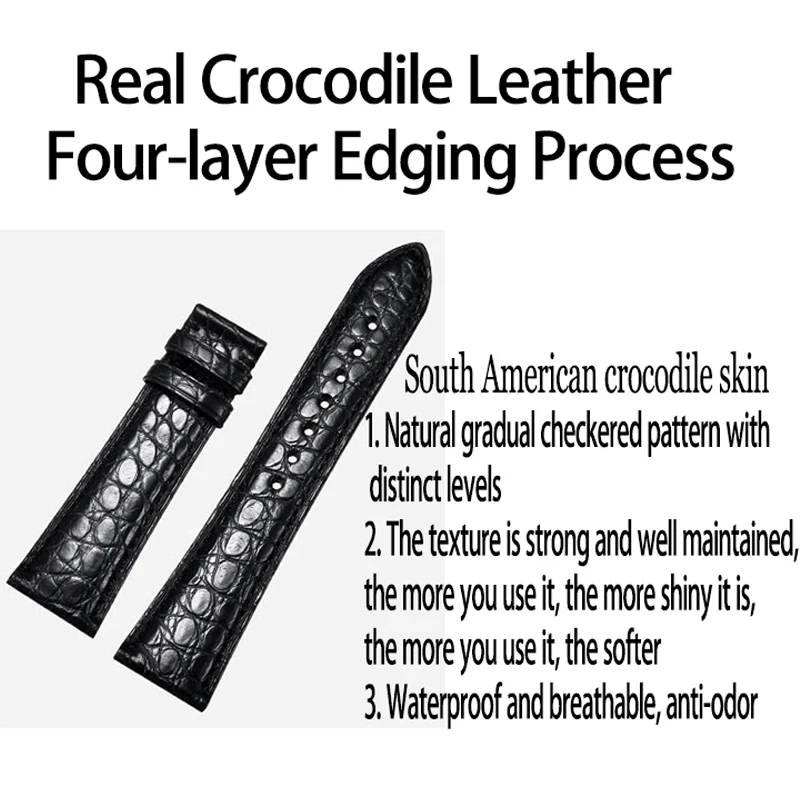 Genuine Crocodile Leather Watchband for iWatch Apple Watch band 44mm 40mm 42mm 38mm Series 5 4 3 2 Band Butterfly Clasp Strap