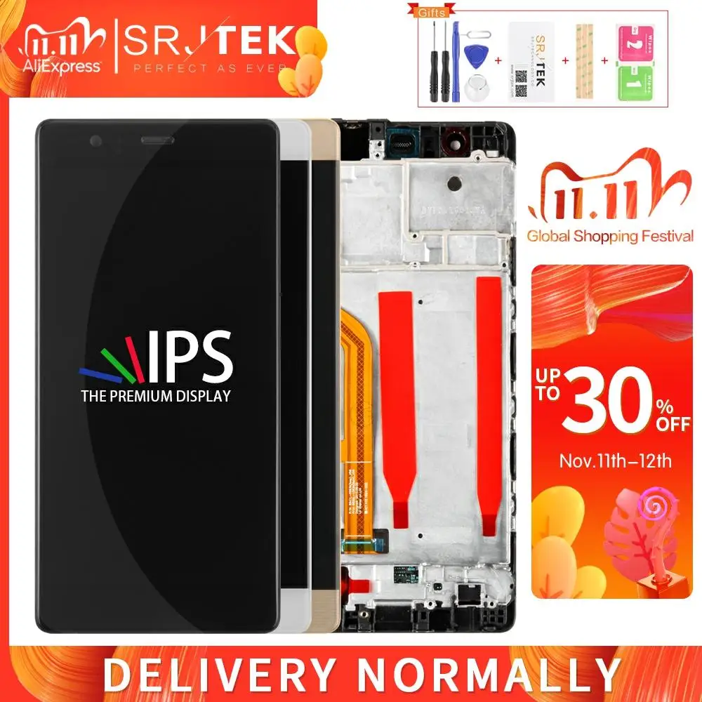 

Srjtek For Huawei p9 lcd LCD EVA-L09 Display + Touch Screen Digitizer+Frame Assembly Pantalla EVA-L19 EVA-AL00 Replacement Parts