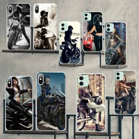 cutewanan motorcycle girl coque shell phone case for iphone 11 pro xs max 8 7 6 6s plus x 5s se 2020 xr cover