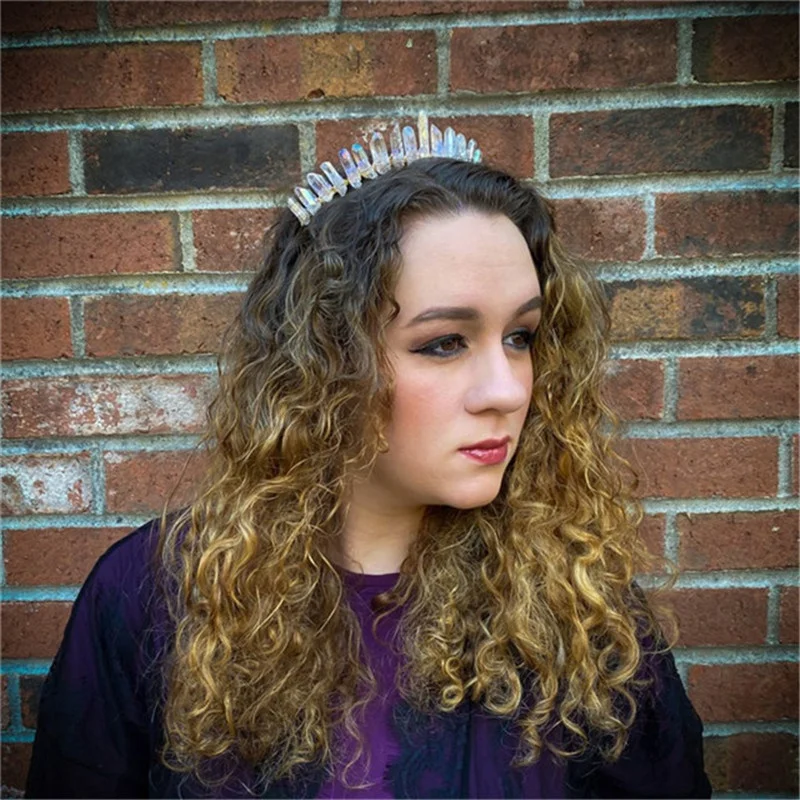 

Raw Clear Crystal Quartz Headband Healing stone Tiara Mermaid Tiara for Women