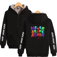 youngboy never broke again print casual zipper hoodies jacket trend new fashion long sleeve thick coat