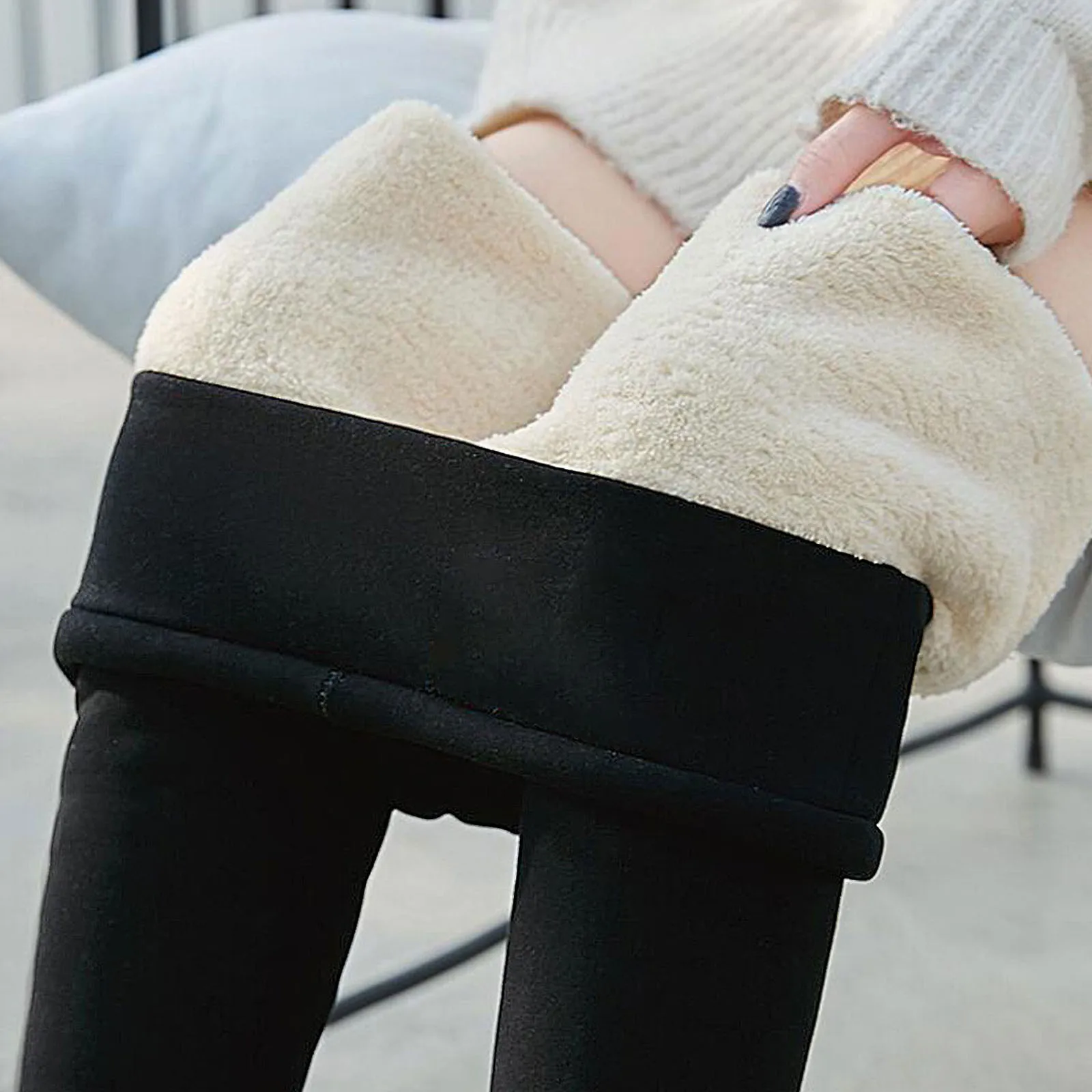 

Winter Leggings Women Warm Tight Thicken Velvet Wool Cashmere Pants Fashion Daisy Printing Elastic High Waist Skinny Trousers