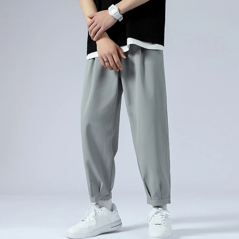 

Office men casual suit pants capri men pleated loose pants spring summer korean style trousers Loose Trousers Plus Size men Flo