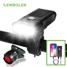 NEWBOLER 2000Lums велосипедный светильник L2/T6 USB Перезаряжаемый 5200mAh велосипедный светильник водонепроницаемый светодиодный головной светильник внешний аккумулятор Аксессуары для велосипеда