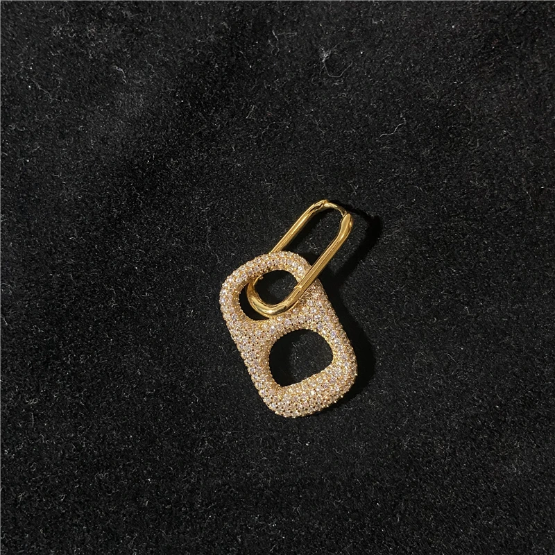 

S925 Sterling Silver August New Golden Yellow Pull Ring Single Earring Women's Fashion Summer 2021 Trend Simple Luxury Jewelry