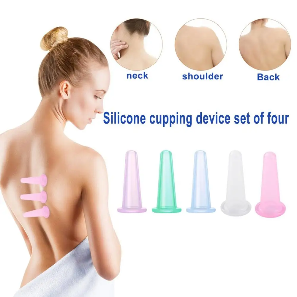 

Silicone Massage Cupping Set 2 Facial Cups & 2 Mini Facial Cups Body Massage Helper Skin Care Massage for Face Neck Back Eyes