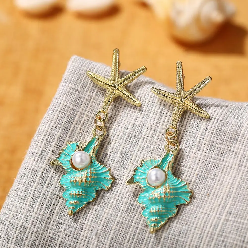 

6 Styles Bohemia Natural Shell pearl Conch Starfish Earrings For Women Party Anniversary Prom Wedding Jewelry Gift Accessories