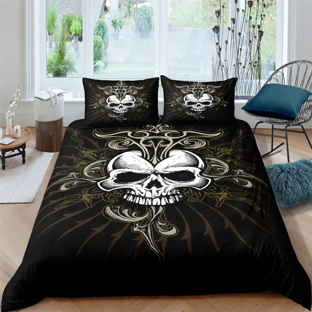 

3D Skull Bedding Set Duvet Cover With Pillowcases Home Textiles Single Twin Double Full Queen King Size Bedroom Comforter Set