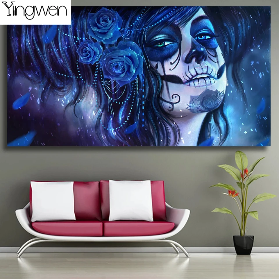 

Diamond Mosaic Art Day Of The Dead Women Portrait Paintings Diamond Painting Full Drill DIY Embroidery Cross Stitch Home Decor