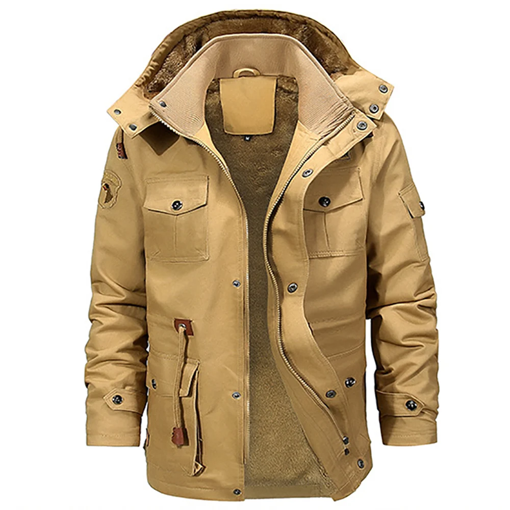 Мужская зимняя куртка Флисовая теплая утолщенная Толстая парка флисовая Меховая