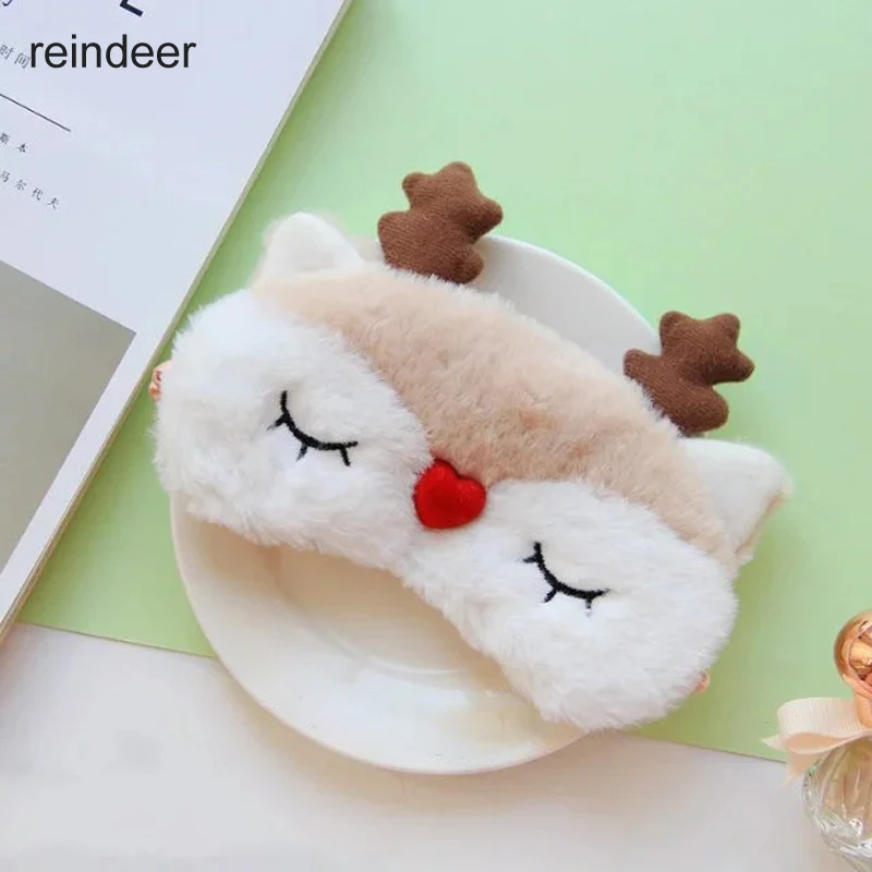 reindeer 1 мультяшная маска для сна с изображением животных, маска для глаз, детская маска для сна, милые очки с животными, плюшевая ткань, предметы для дома - Цвет: reindeer