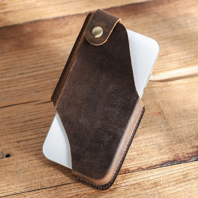 Мужская поясная сумка из натуральной кожи для мобильного телефона IPhone 12 13 Mini Pro Max