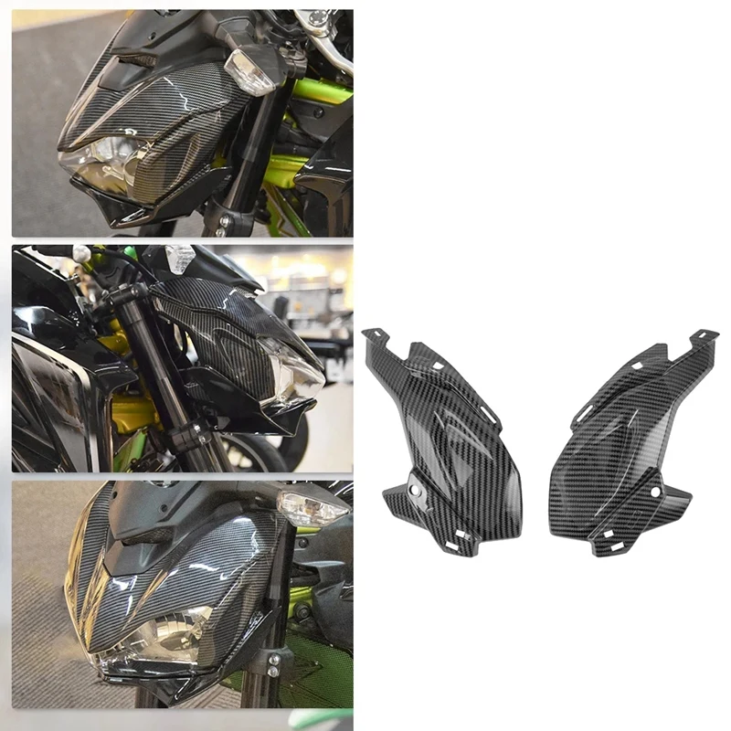 

Carbon Fiber Motorcycle Front Side Nose Cover Headlight Panel Fairing Cowl for Kawasaki Z900 2017 2018 2019