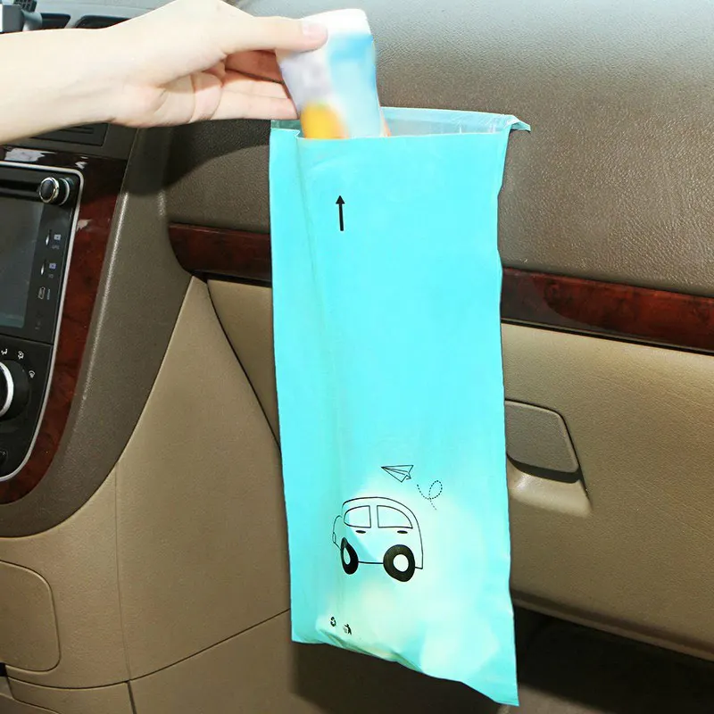 100PCS Waterproof Car Trash Bag Disposable Self-Adhesive Car Biodegradable Trash Rubbish Holder Garbage Storage Bag Vomit Bags