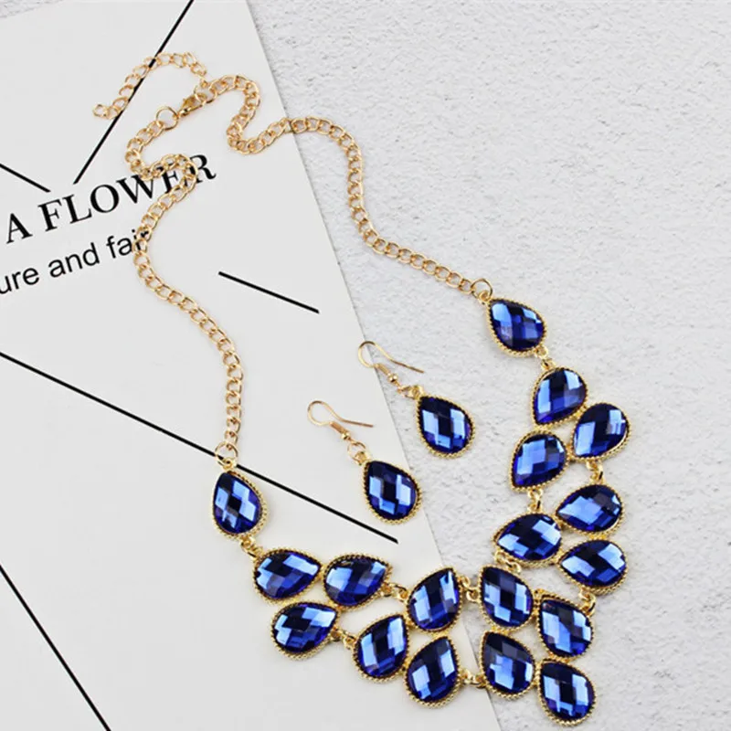 Кристалл ожерелье серьги набор листья вечерние Свадебный костюм комплекты