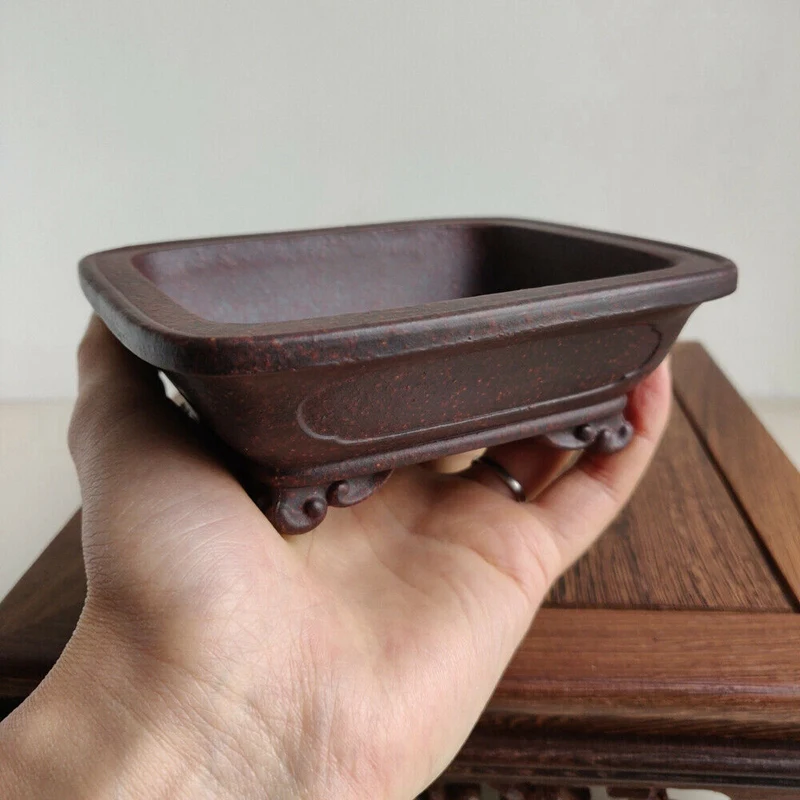 1 шт. прямоугольный китайский Исин Zisha Shohin Cloud Feet бонсай горшок 13x11x4 5 см|Цветочные