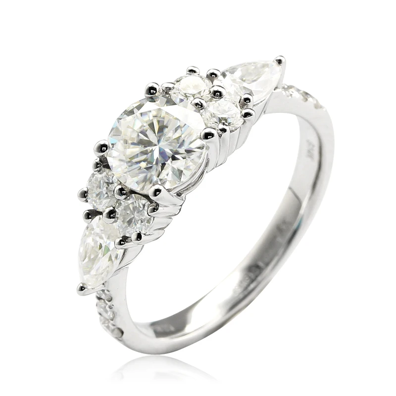 EDI Moissanite обручальное кольцо Настоящее 14k белое золото 1 65 cttw лабораторные