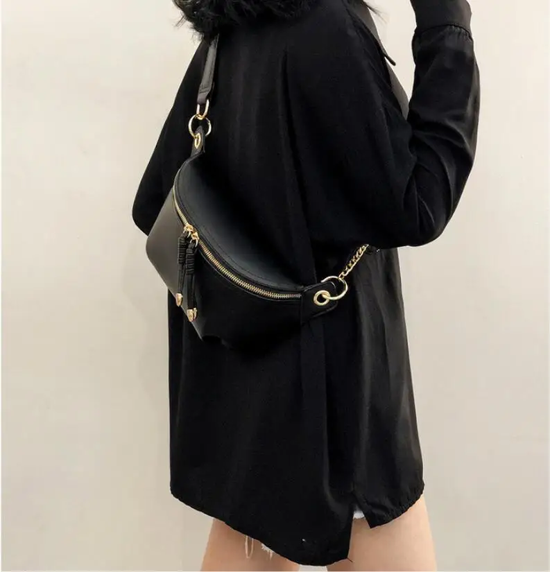 

2021 New Women PU Waist Pack Casual Chest Waterproof Bag Male