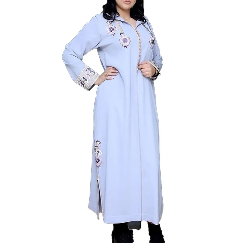 

Muslim Long Dress Robes Hijab Jellaba Kaftan Women Embroidery Floral Dubai Hooded Fashion Female Elegant Maxi Dresses