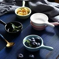 janpanese solid round handle ceramic sauce dish underglazed porcelain mini salad fruit plate butter nuts snack dishes plate