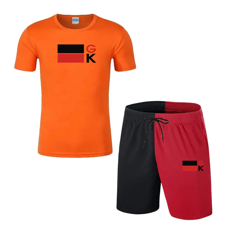 

Two Piece Set Summer Men's Harajuku T-shirts Printed Clothes Solid Tracksuit T Shirt Men Sportswear Set Black White Shorts 2021