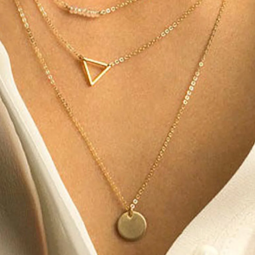 Модные очаровательные ювелирные аксессуары металлический многослойный простой