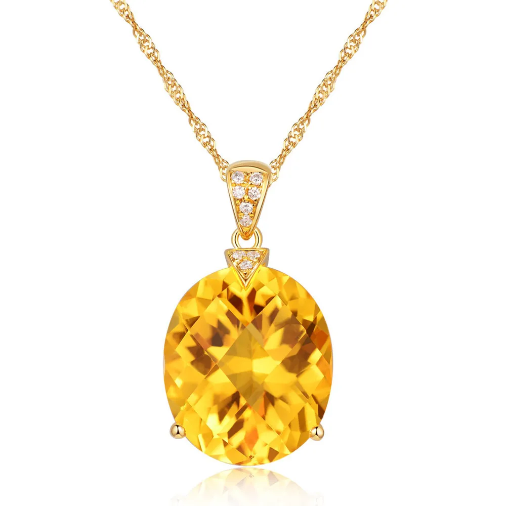 Citrine necklace Большой Кристалл лимонно-жедтого цвета кулон ожерелье для женщин девушка желтый золотой цвет с драгоценным камнем для помолвки подарок на день рождения Роскошные вечерние ювелирные изделия - Цвет камня: Citrine necklace