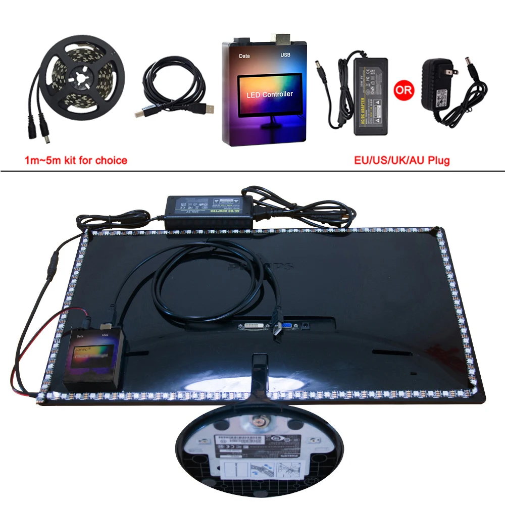 Пиксельная лента для ПК WS2812B 5050 RGB 1 м 2 3 4 5 | Освещение