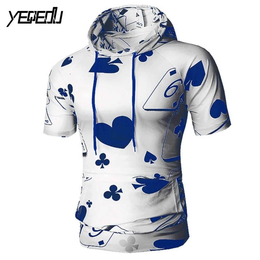 #4106 Европейский Размеры покер карты с принтом футболка короткими рукавами и