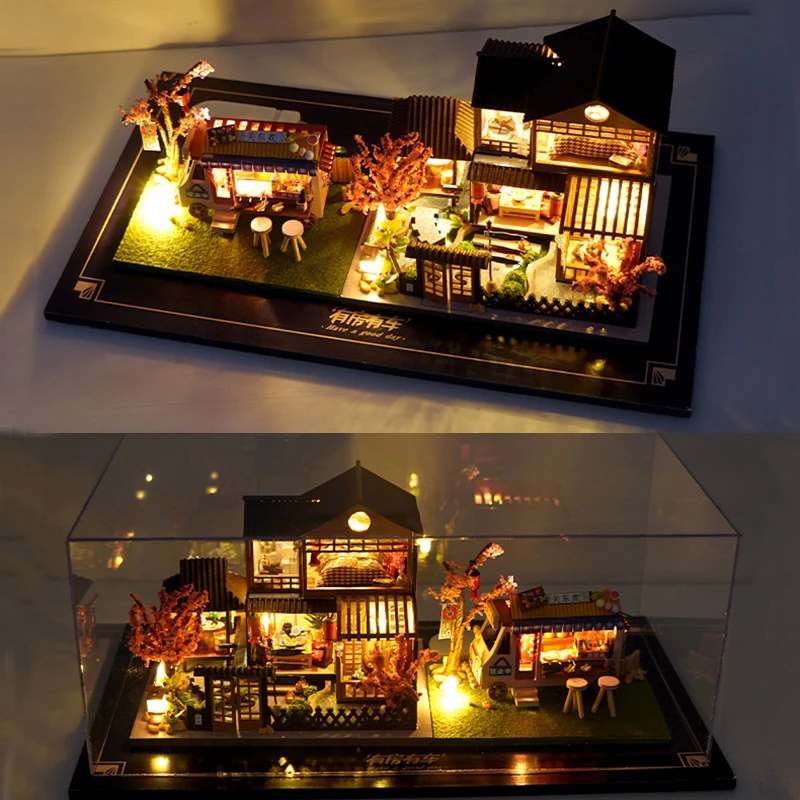 mini size casa diy wooden doll house kit miniature with furniture japanese cottage dollhouse toys for children girls xmas gifts free global shipping