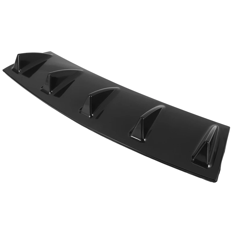 

Hot 58.4x15.2Cm Style Universal Rear Bumper Lip Diffuser 5 Fin Gloss Black Abs Car Diffuser Fin Shark Style