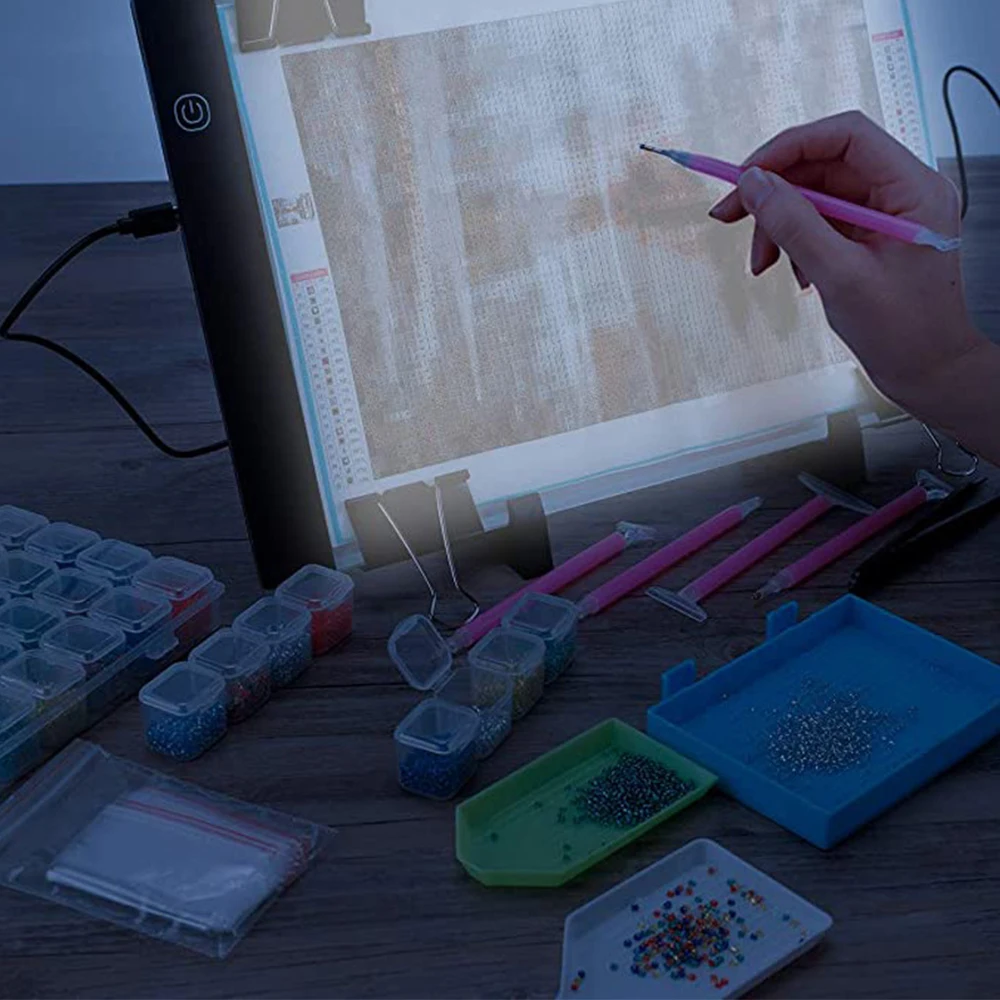 Diamond Painting LED Light Board Kit DIY Dimmable Bright Art Craft Tracing Lamp Table USB Charging Type Built-In Battery | Дом и сад