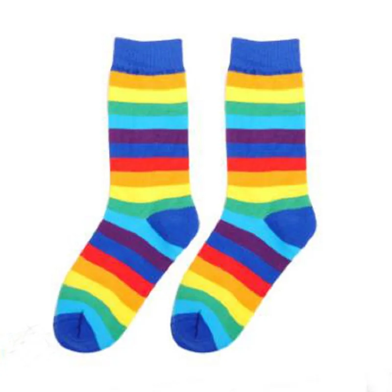 

A pair women autumn rainbow socks and winter striped tube female socks