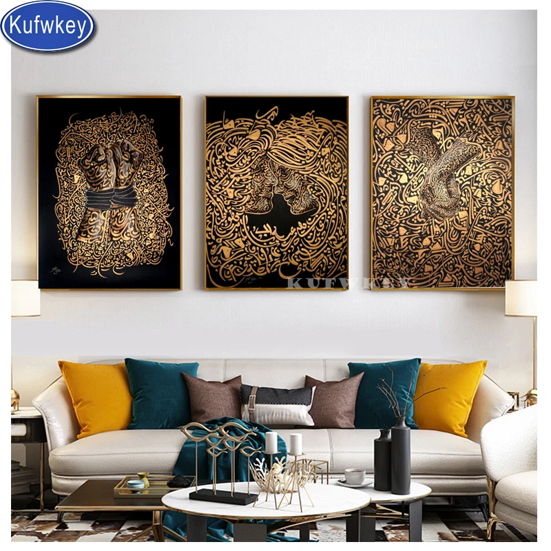 

3 pcs set Symbolic love abstract diamond painting mosaic Love Islamic Calligraphy full square round Rhinestones Embroidery art